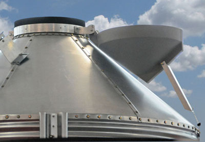 grain bin lid open on top