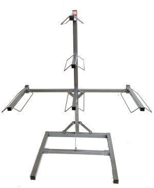 close up of a free-standing saddle rack stand