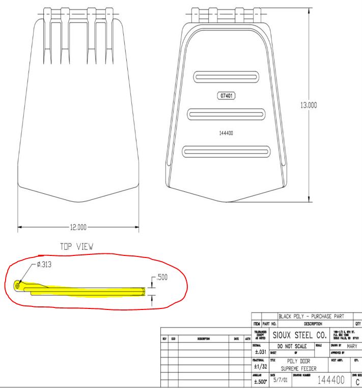 hog feeder door rods for Sioux Steel feeder
