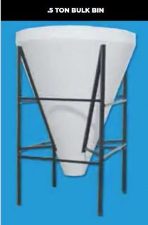 Half-ton poly hopper grain bin without lid for indoor livestock feed dispensing