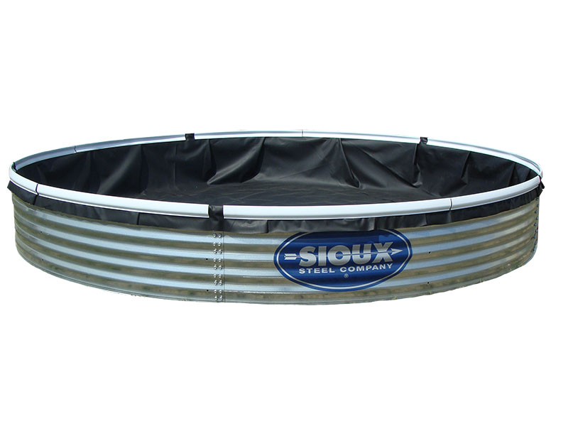 bottomless stock tank with a liner installed