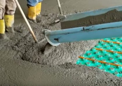 cement covering an insulated floor