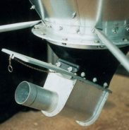 feed bin auger unloader attached to the bottom of a feed bin