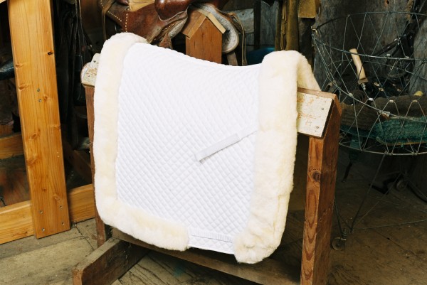 white sheepskin saddle pad for horses