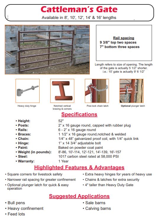 cattle gate 52 in height