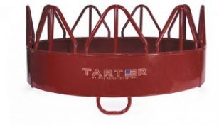 round bale feeder for horses with hay saving skirt