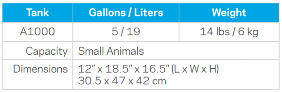 specification chart for dog waterer