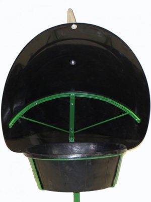 a mineral feeder with a hood to protect from the elements