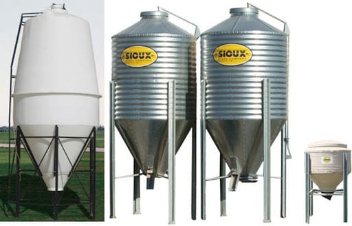 grain bins of various sizes