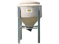 small feed bin made with poly lid and hopper section for storing grain