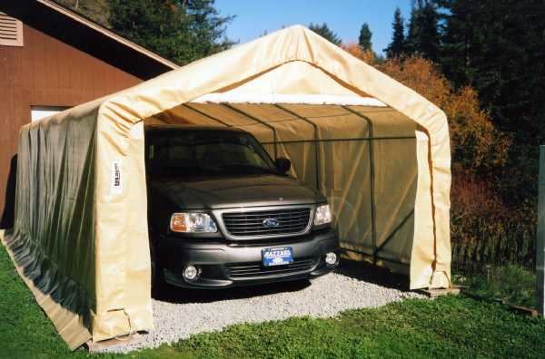 portable shelter filled with wood