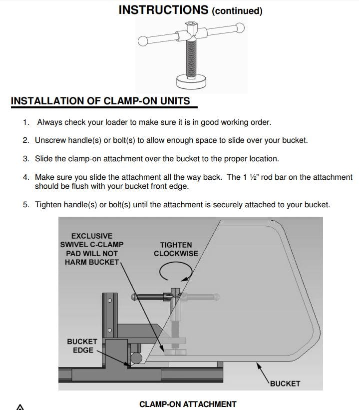 bucket fork attachment instructions
