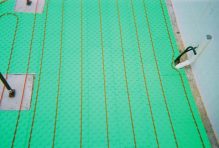 insulation floor panels installed in a basement