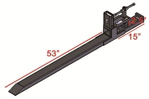 heavy duty bucket fork dimension diagram