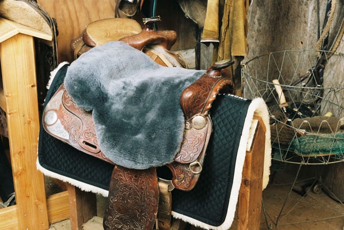 shepskin Saddle Seat Cover in Charcoal color