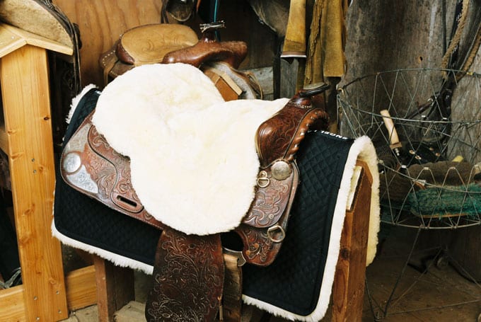 Western sheepskin Seat Cover in white