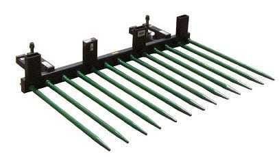 debris fork with 13 spears used as a quick attach bucket fork