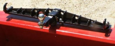 hitch attachment clamped to tractor bucket