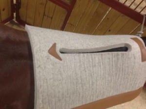 open back saddle pad on a horse