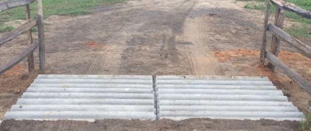 finished concrete cattle guard crossing
