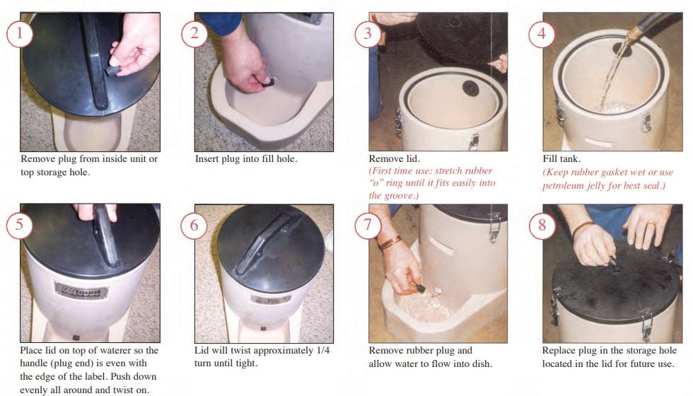 how to fill and use the pet waterer