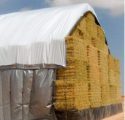 hay tarp covering a haystack