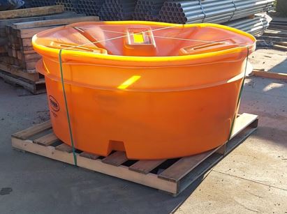 cattle lick tanks on a pallet ready to ship