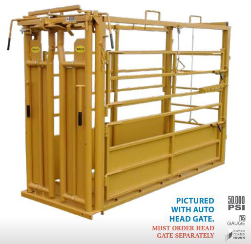 cattle headgate on a squeeze chute