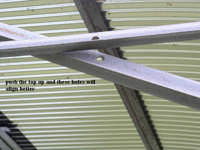 the roof support angle iron holes for bolting together