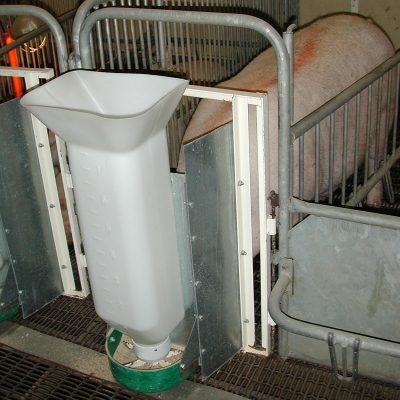sow feeders in an alleyway