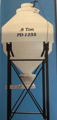 Compact .8-ton poly grain bin for outdoor livestock and farm feed storage