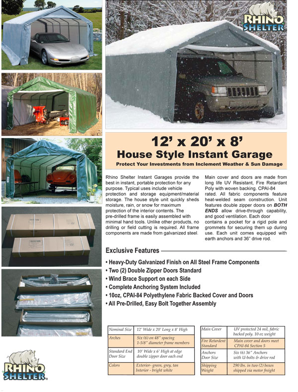 assembly directions for the 12 x 20 instant garage page 1