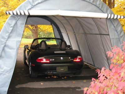 rear view of a car inside the instant garage