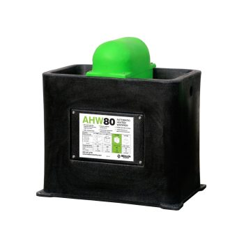 a heated waterer with an 80-gallon capacity for cattle and horses